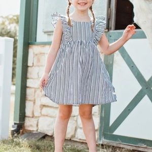 RuffleButts Big Ruffle Striped Dress
